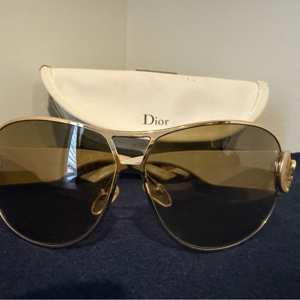 Dior Gold Aviator Sunglasses with Tinted Lenses